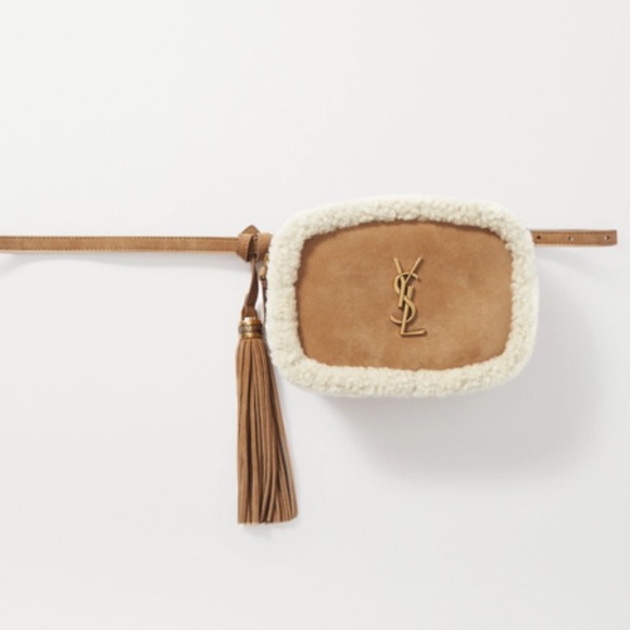 YSL Lou TEDDY LOGO Belt Bag Shearling & Nubuck Bumbag Sherpa SAINT LAURENT - Picture 6 of 15
